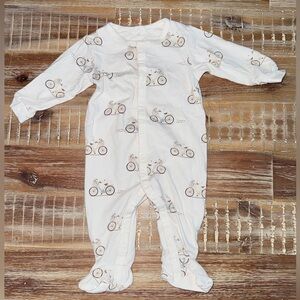 Firsts by Petit Lem Vintage Bike Baby Footie Pajama Sleeper 3m Organic Cotton